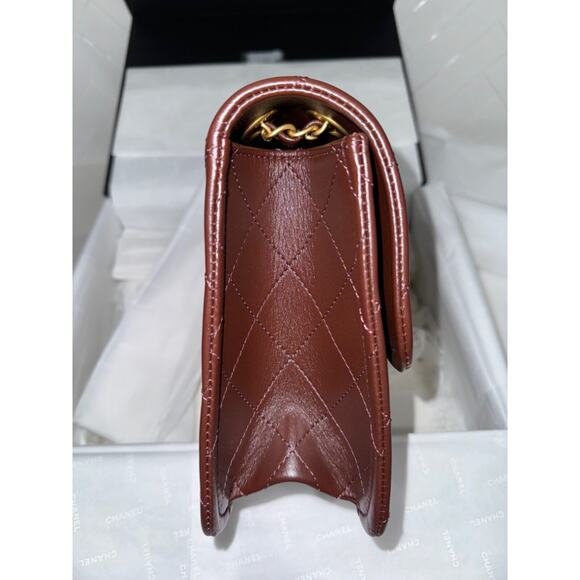 Chanel 24K Sweet Crush Flapbag Dark Brown Large CC Gold Classic Shoulder Bag - Picture 15 of 16